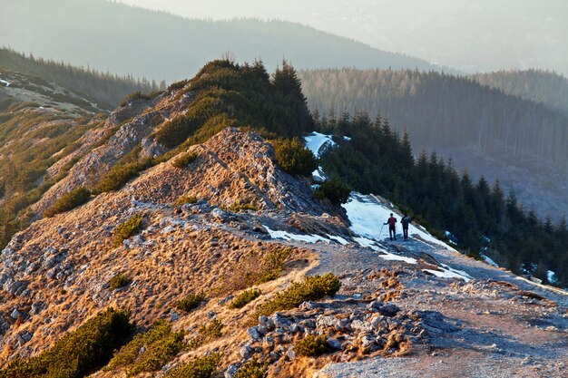 Paesaggio di montagna con sentiero roccioso