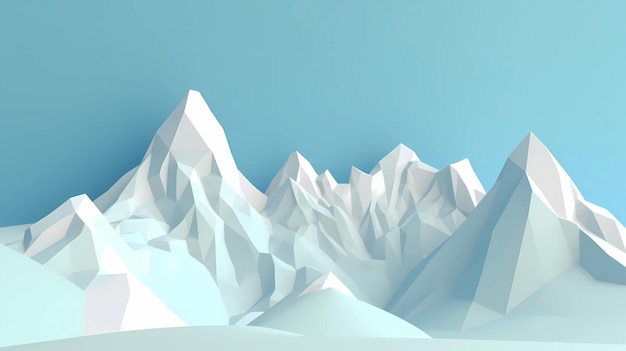 Paesaggio di montagna minimalista 3D low poly_ Generative Ai