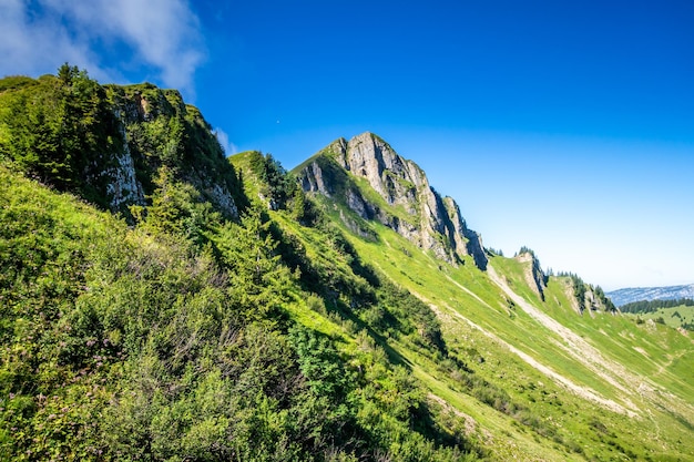 Paesaggio di montagna nel Grand-Bornand, Alta Savoia, Francia