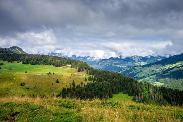 Paesaggio di montagna nel Grand-Bornand, Alta Savoia, Francia