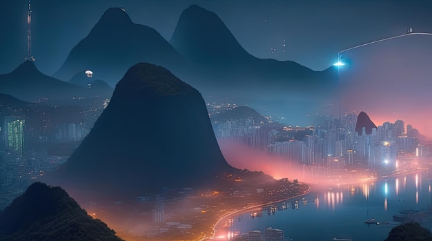 paesaggio di Rio de Janeiro nel futuro 2050 trend futuro su artstation