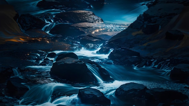 Paesaggio di sfondo del fiume roccioso IA generativa