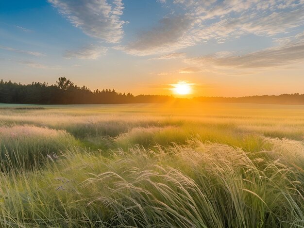 Paesaggio di sole e praterieIA generativa