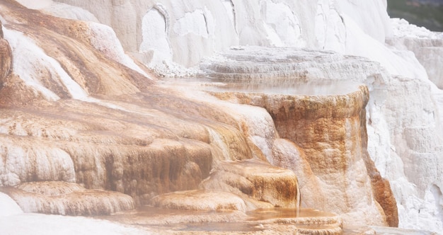 Paesaggio di sorgenti termali con formazione di terra colorata mastodontiche sorgenti termali Yellowstone