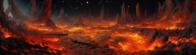 paesaggio di un pianeta alieno surreale fantascienza sullo sfondo del desktop di terreni rocciosi cristallini luminescenti