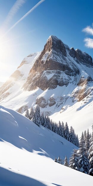 Paesaggio di una montagna innevata