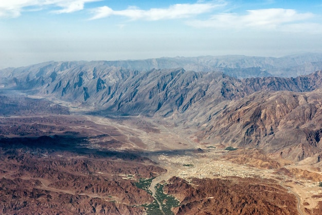 Paesaggio di vista aerea delle montagne dell'Oman