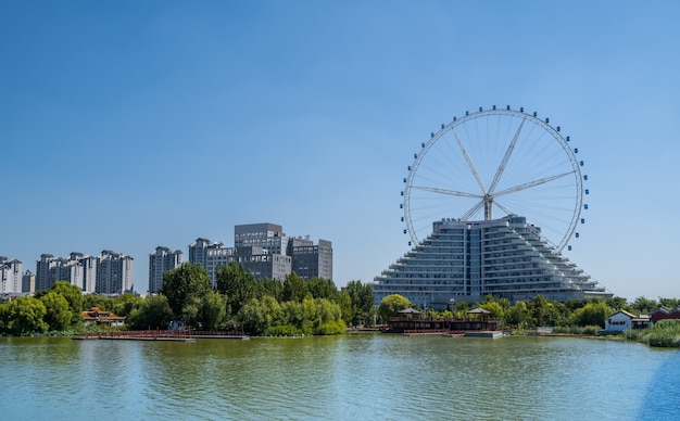 Paesaggio e splendido scenario del Lago Dongchang a Liaocheng, Shandong