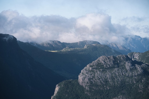 Paesaggio estivo con vista sulle montagne in Norvegia