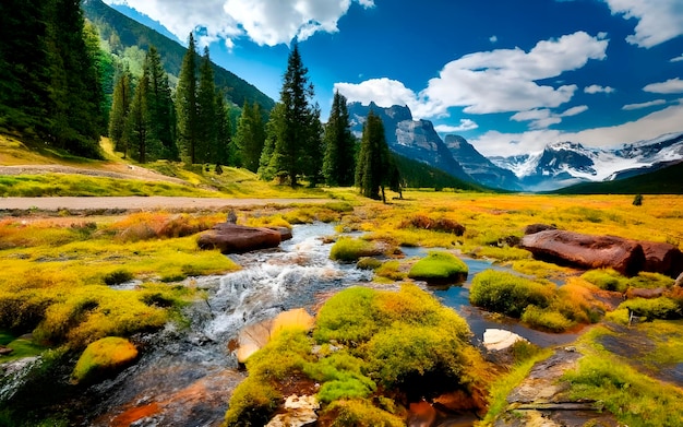 paesaggio fluviale di montagna