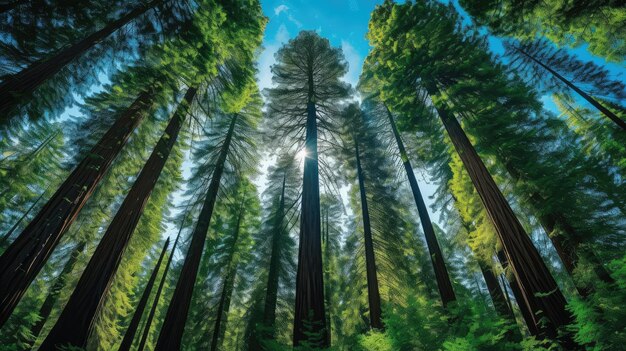 Paesaggio forestale blu degli alberi