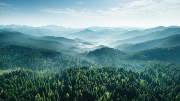 Paesaggio forestale verde-blu