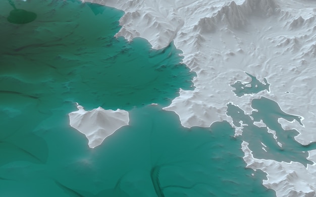 Paesaggio grafico, rappresentazione casuale di isole nell'oceano