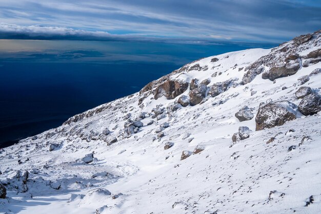 Paesaggio in cima al monte Kilimanjaro, Tanzania