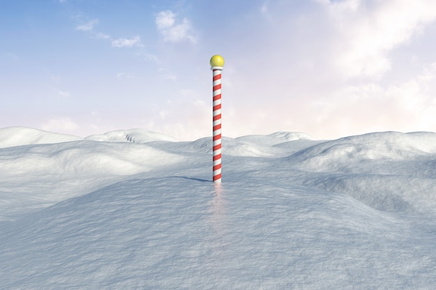 Paesaggio innevato con palo