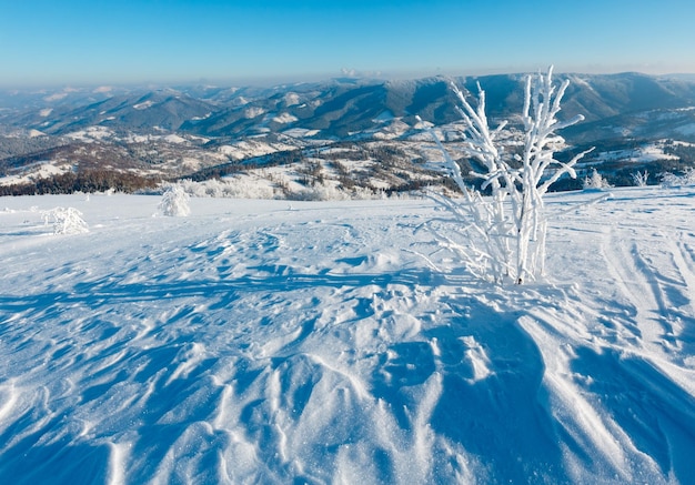 Paesaggio innevato di montagna d'inverno