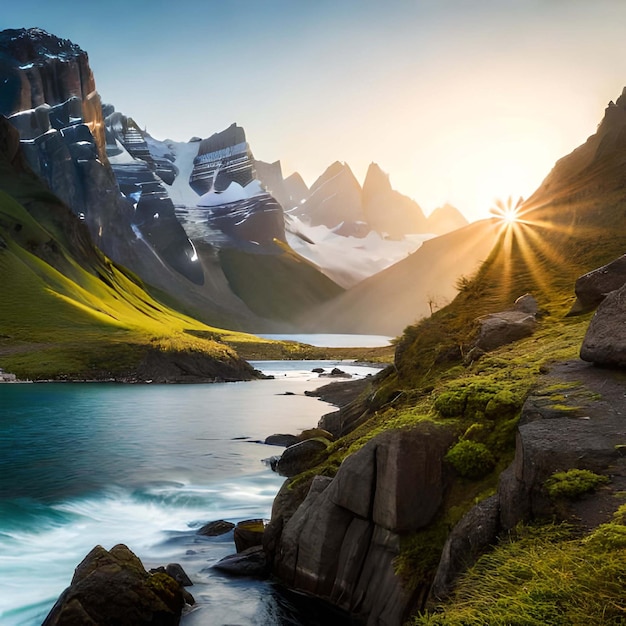 Paesaggio invernale al tramonto sul bacino idrico