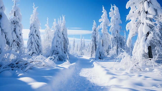 Paesaggio invernale Alberi nella neve