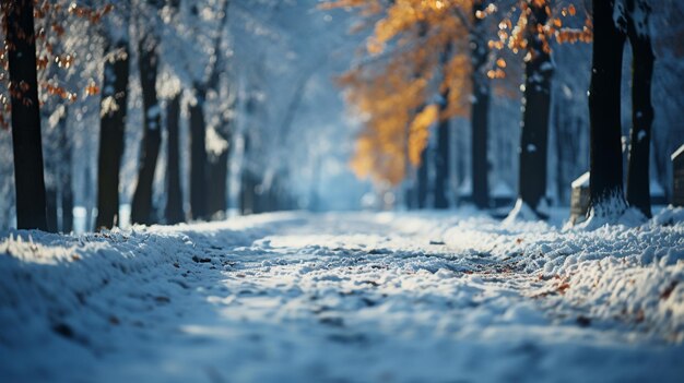 paesaggio invernale con alberi coperti di neve