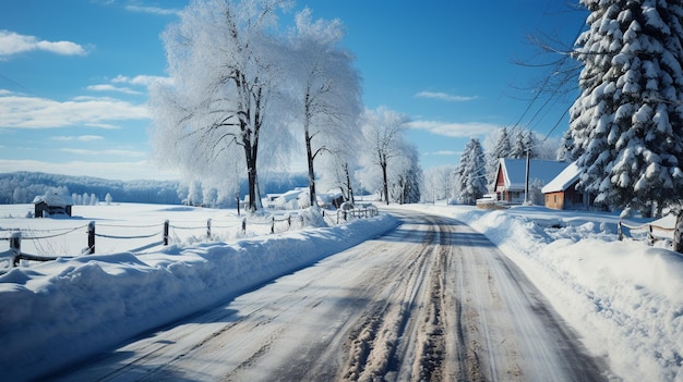 paesaggio invernale con alberi coperti di neve