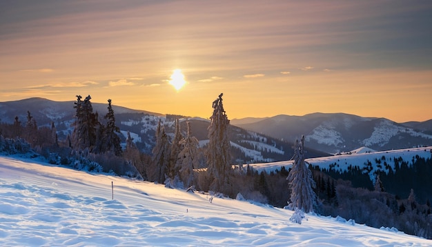 paesaggio invernale misterioso montagne maestose in inverno AI Generato