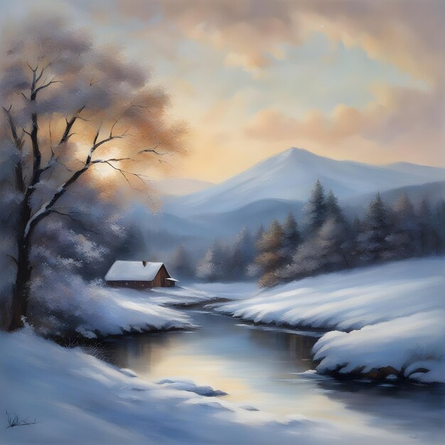 paesaggio invernale montagne coperte di neve
