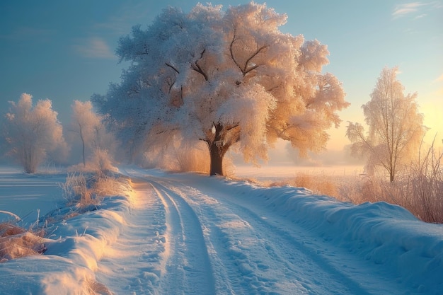 Paesaggio invernale naturale Un bellissimo luogo invernale in natura