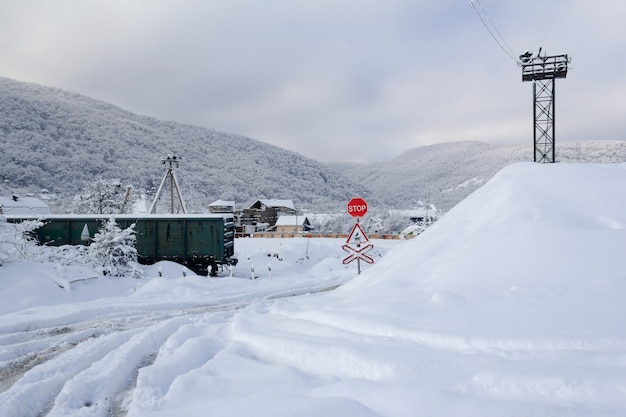 Paesaggio invernale nel villaggio