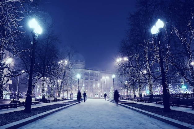 Paesaggio invernale notturno in una città meravigliosa