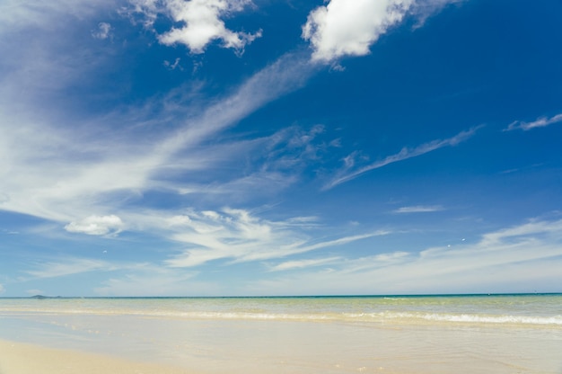 Paesaggio marino con bellissimo mare e spiaggia di sabbia bianca