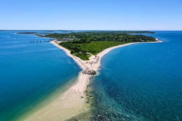 Paesaggio marino con il faro di Orient Point a Long Island New York Orient è la città più orientale della pittoresca North Fork di Long Island