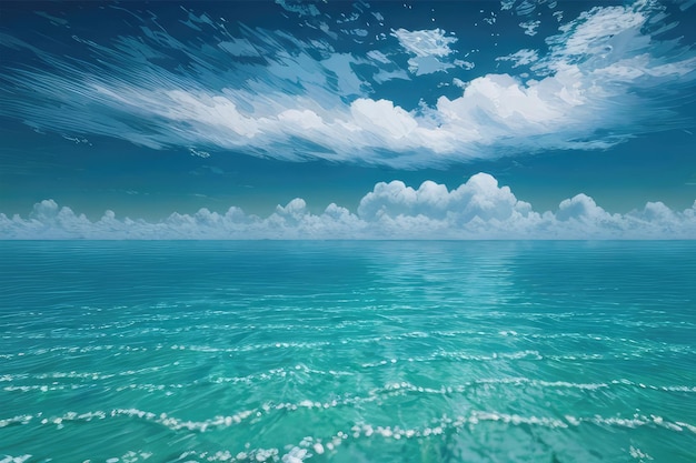 Paesaggio marino sereno con un cielo nuvoloso sullo sfondo