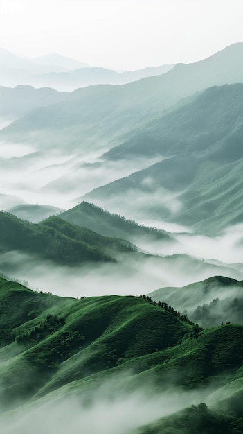 paesaggio montuoso nebbioso