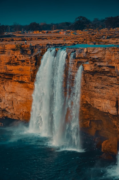 Paesaggio mozzafiato delle cascate Chitrakote sul fiume Indravati in India