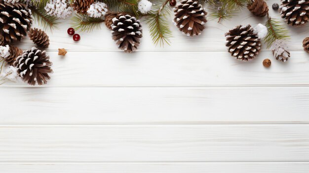 Paesaggio natalizio sfondo in legno decorazione spazio di copia sfondo celebrazione di Natale