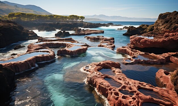 Paesaggio naturale piscine di lava naturali create dalla natura