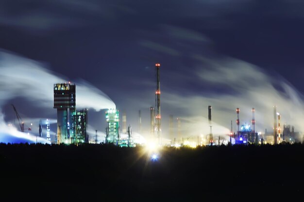 paesaggio notte tubo fumo industria / fabbrica paesaggio orizzontale, concetto inquinamento, fumo, ecologia