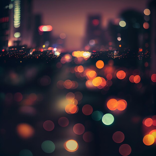 Paesaggio notturno della città bokeh illustrazione sfocata paesaggio urbano al crepuscolo immagine generata dall'AI