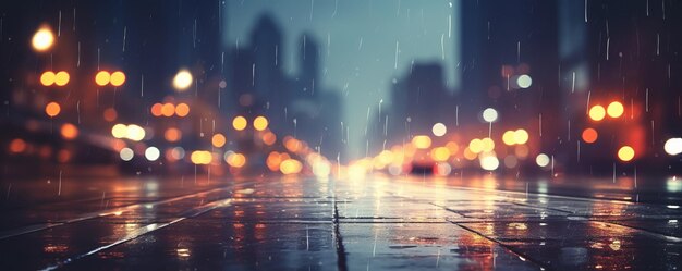 Paesaggio notturno della città bokeh illustrazione sfocata paesaggio urbano al momento del crepuscolo AI generativa