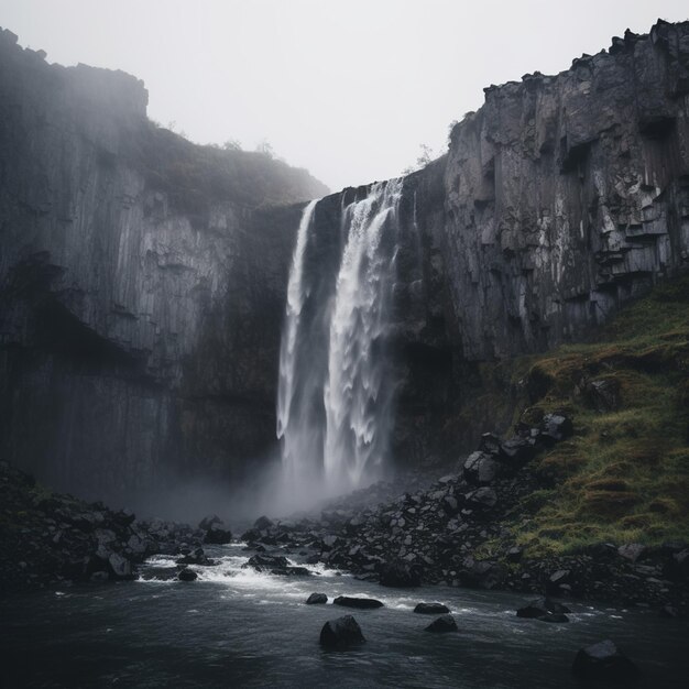 Paesaggio nuvoloso della cascata Moody