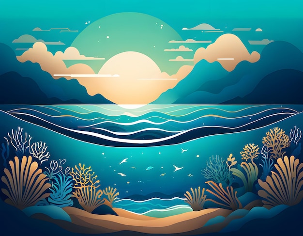 Paesaggio oceanico e dei fondali marini Papercut