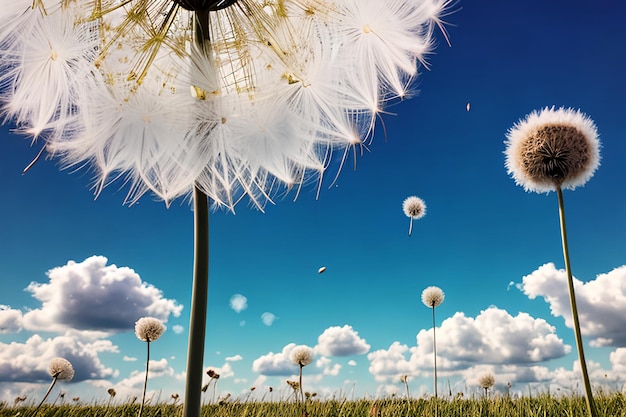 Paesaggio panoramico con fiori primaverili multicolori Natura