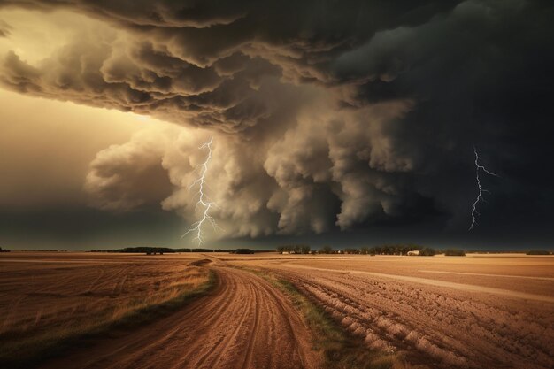 Paesaggio prima di un uragano e di un tornado