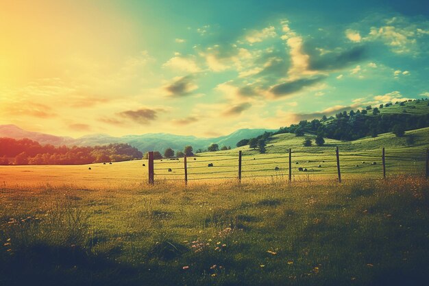 Paesaggio primaverile in stile gradiente