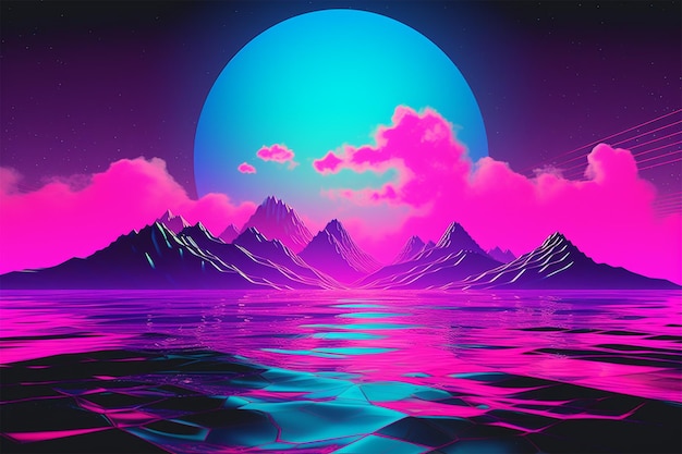 Paesaggio retrofuturistico di Vaporwave