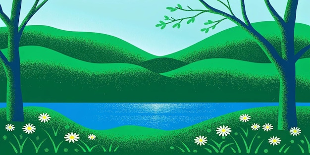 Paesaggio sereno al fianco del lago