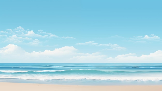 Paesaggio sereno di spiaggia con oceano blu e cielo limpido