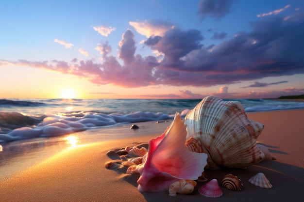 paesaggio tramonto sulla spiaggia