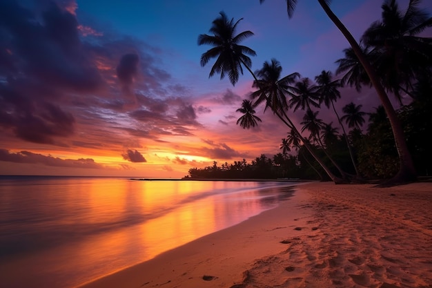 Paesaggio tropicale scenico di tramonto della spiaggia