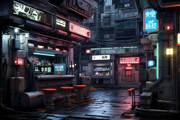 Paesaggio urbano cyberpunk